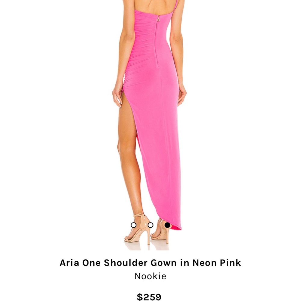 Aria One Shoulder Gown in Neon Pink - Picture 2 of 3